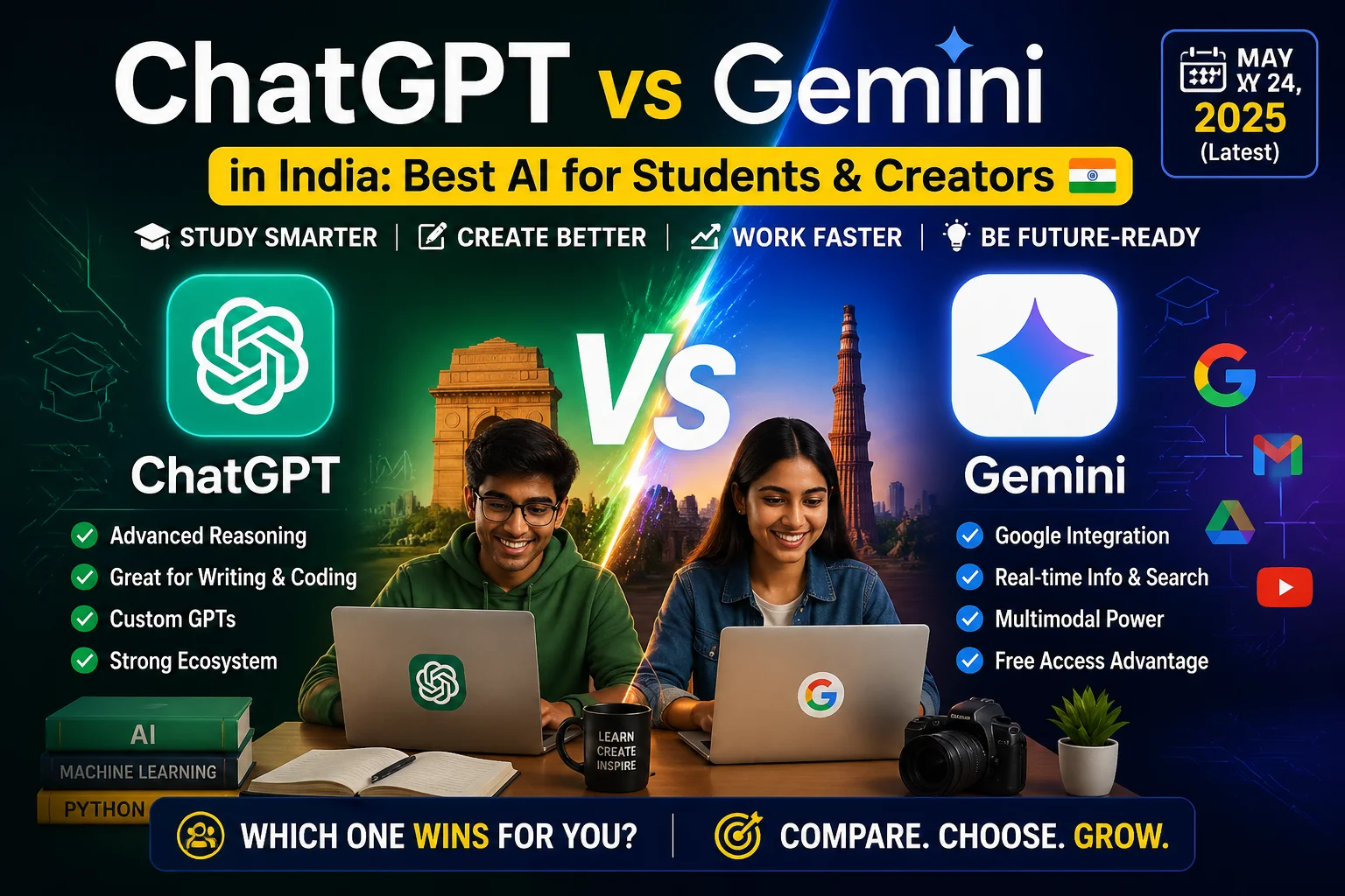 ChatGPT vs Gemini in India: Best AI for Students & Creators