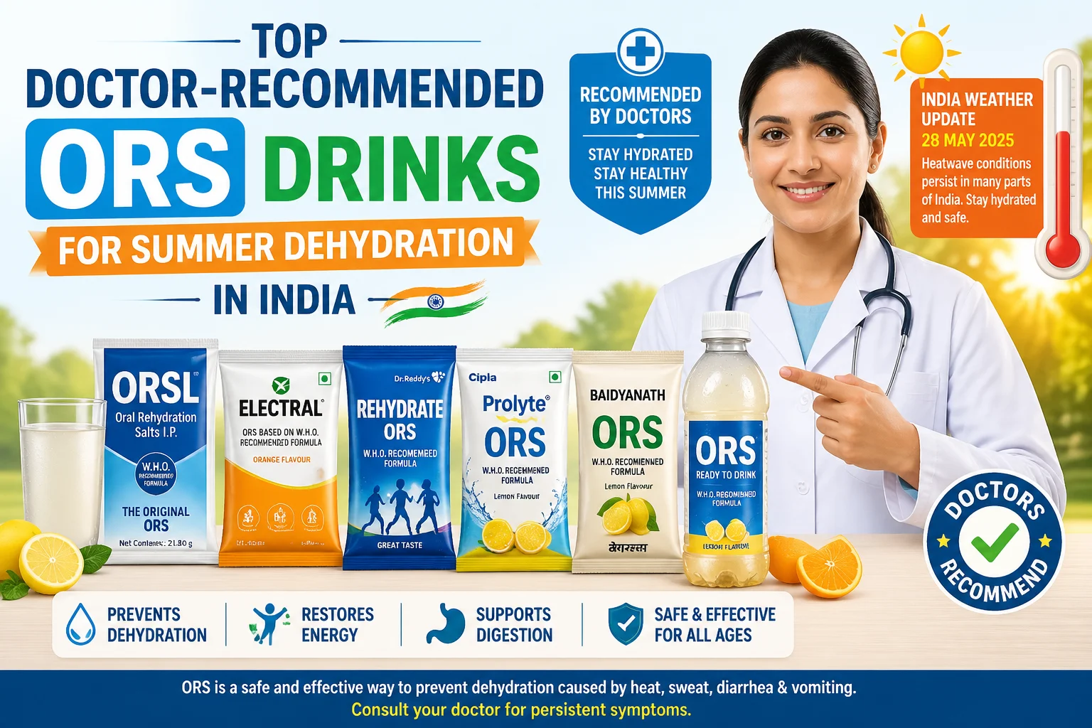 Top Doctor-Recommended ORS Drinks for Summer Dehydration in India