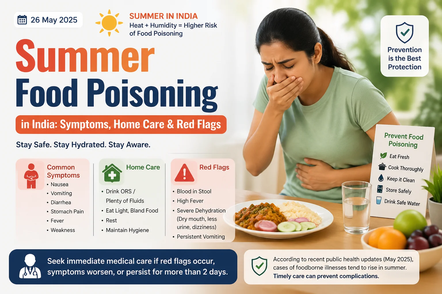 Summer Food Poisoning in India: Symptoms, Home Care & Red Flags