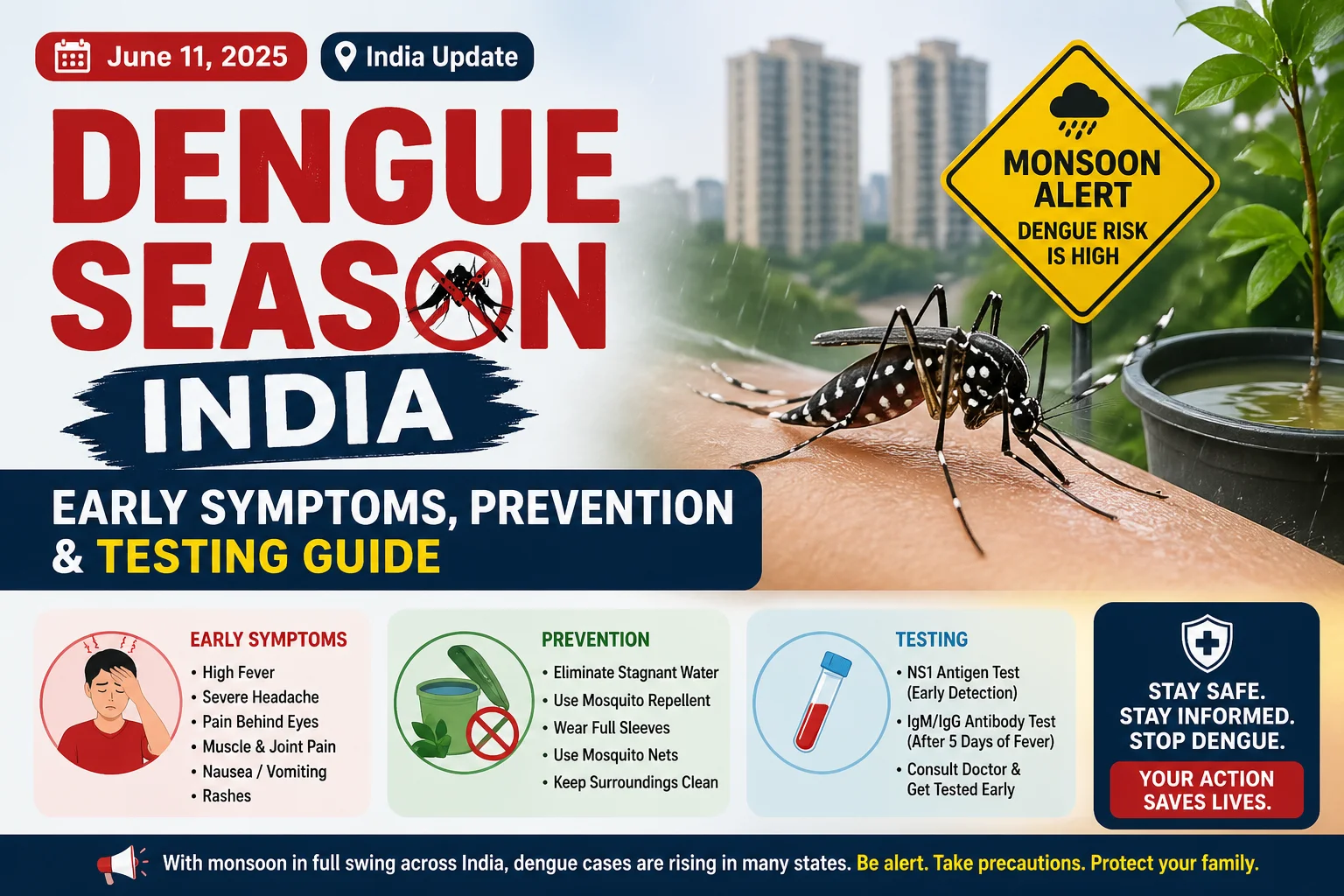 Dengue Season India: Early Symptoms, Prevention & Testing Guide