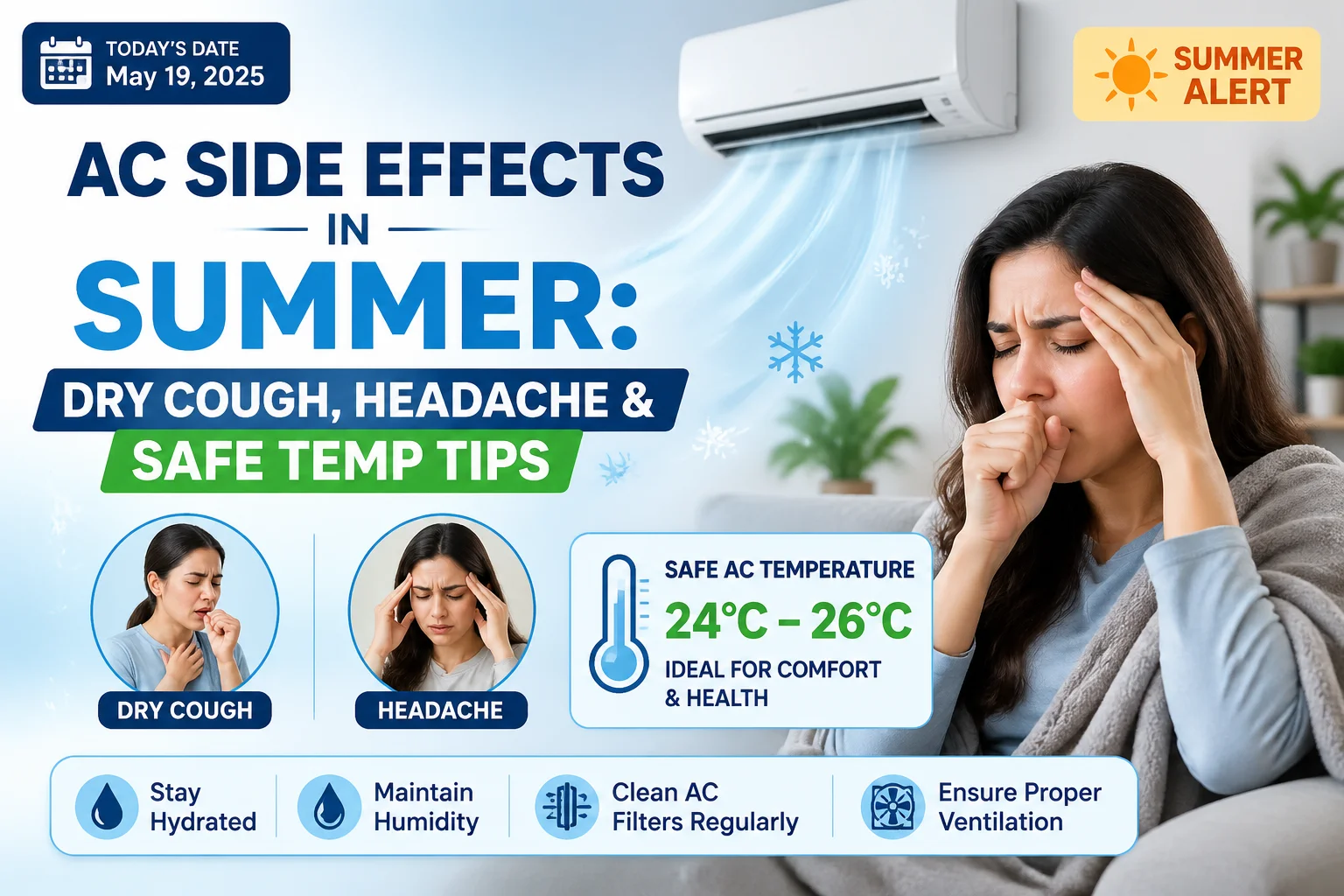 AC Side Effects in Summer: Dry Cough, Headache & Safe Temp Tips