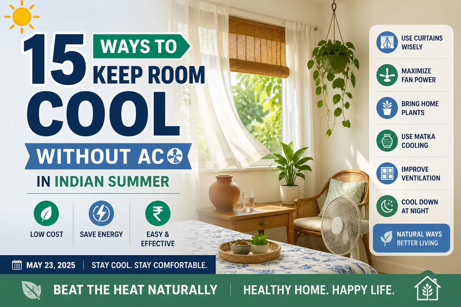 15 Ways to Keep Room Cool Without AC in Indian Summer