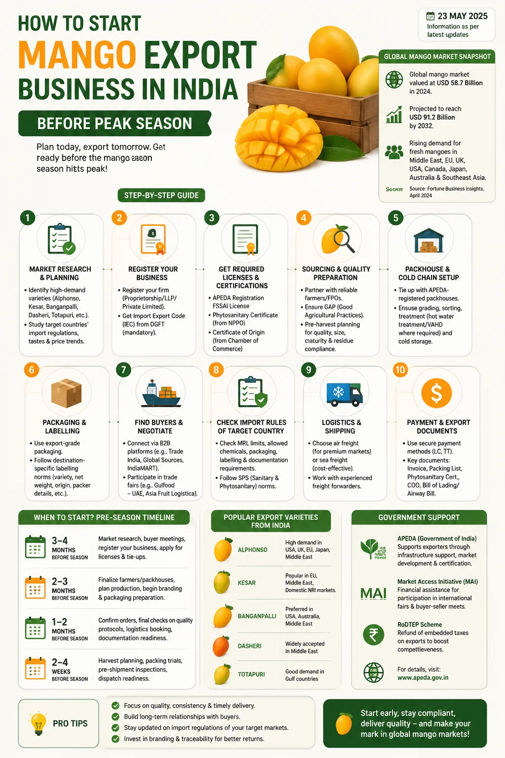 How to Start Mango Export Business in India Before Peak Season Infographic