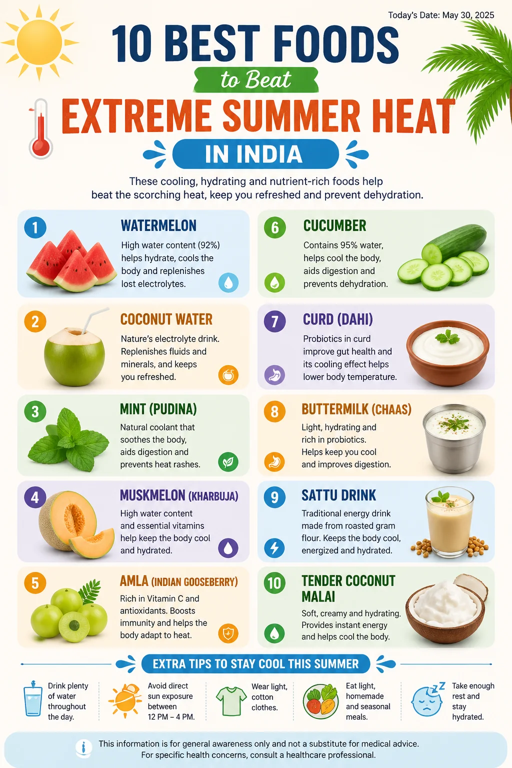 10 Best Foods to Beat Extreme Summer Heat in India Infographic